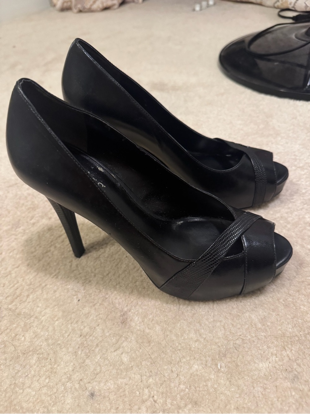 Guess Black Peep-Toe Stiletto Heels